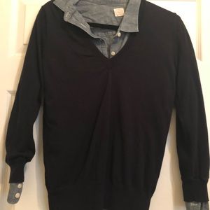 Chambray shirt with sweater